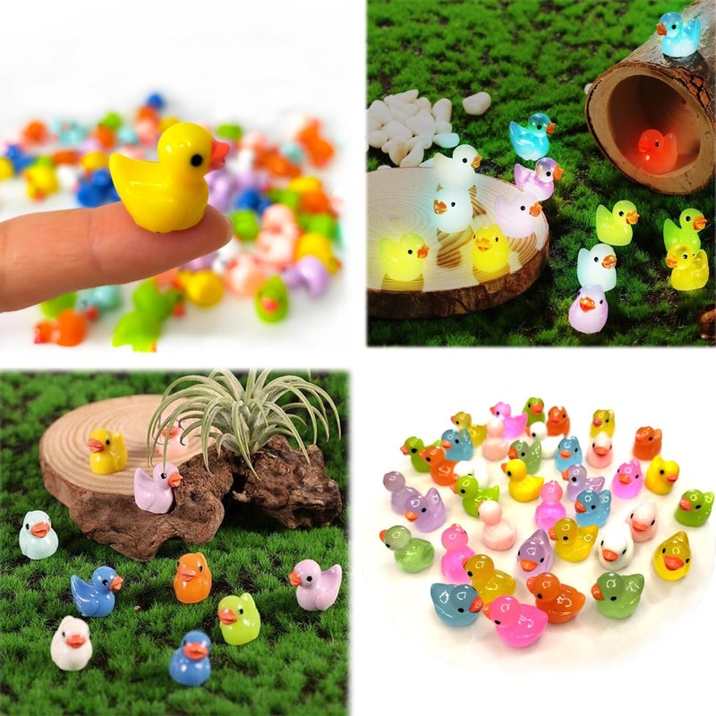 Cidinge 100pcs Mini Luminous Ducks & Resin Ducks for Micro Garden & Dollhouse Decor - Image 4